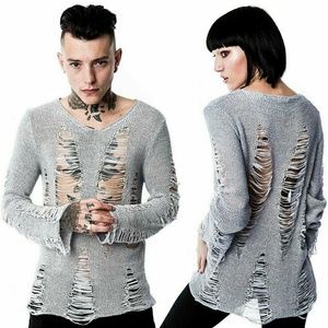 Like new Killstar Grey Baal Distressed Sweater M